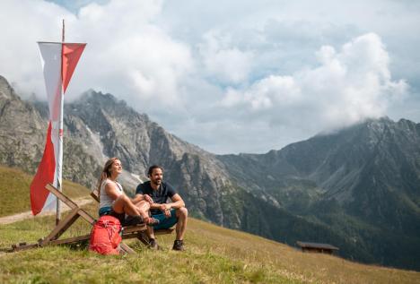 Two hikers enjoy the view